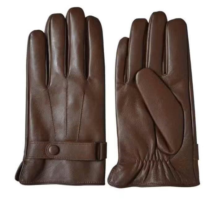 Dark Brown Classic Strap-Wrist Leather Gloves