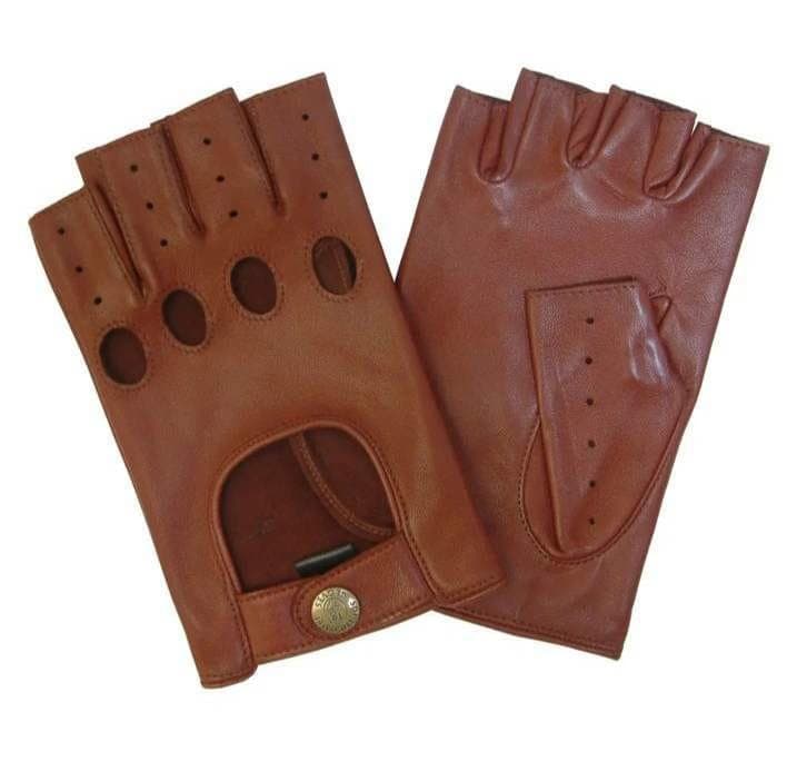 Cognac Tan Fingerless Leather Driving & Dress Gloves