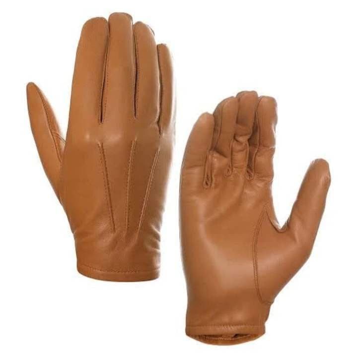 Classic Camel Brown Plain-Cuff Leather Gloves