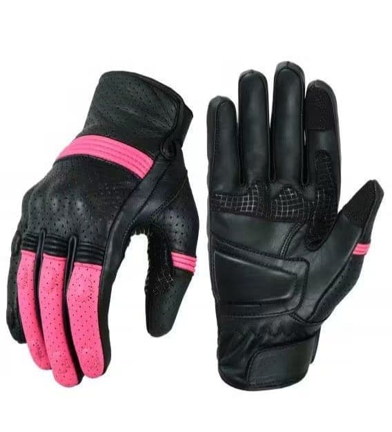 Perforated Leather Women's Street Gloves – Pink Accents