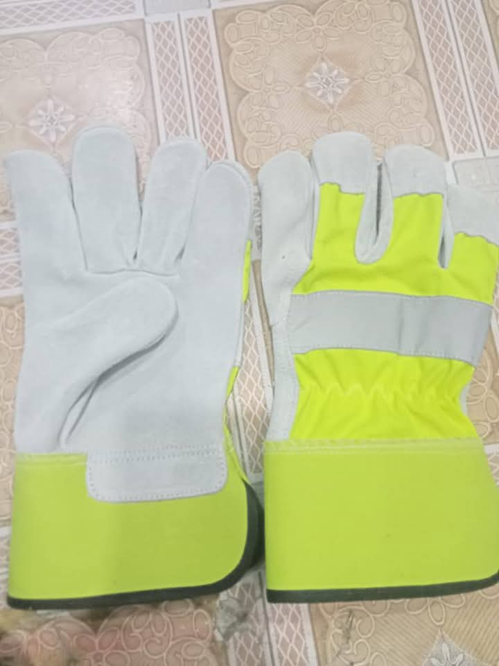 High-Visibility Canvas & Split-Leather Safety Work Gloves